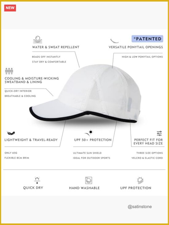 Cooling UV 50 High Ponytail Baseball Cap Breathable Lightweight for Running